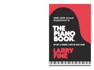 2008-2009 Annual Supplement to The Piano Book: Buying & Owning a New or Used Piano (Annual Supplement to the Piano Book)