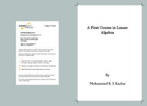 A First Course in Linear Algebra: Study Guide for the Undergraduate Linear Algebra Course