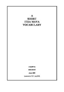 A Short Itza Maya Vocabulary