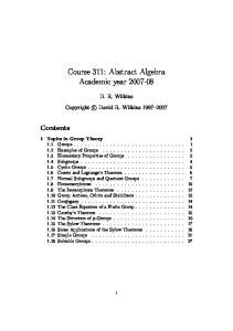 Abstract Algebra (Course 311)