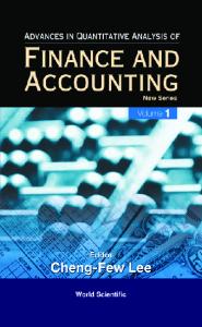 Advances in Quantitative Analysis of Finance and Accounting: New Series (Advances in Quantitative Analysis of Finance and Accounting, Vol. 1)
