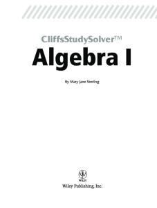 Algebra I: Pt. I