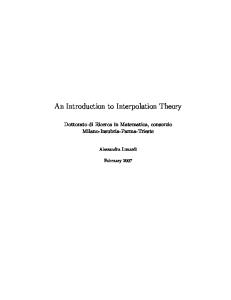 An Introduction to Interpolation Theory