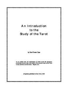 An introduction to the study of the tarot,
