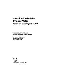 Analytical Methods for Drinking Water: Advances in Sampling and Analysis (Water Quality Measurements)