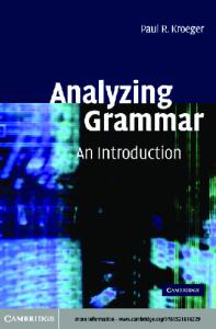 Analyzing Grammar: An Introduction (Cambridge Textbooks in Linguistics)