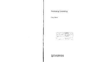 Assessing Listening (Cambridge Language Assessment)