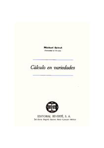 Calculo En Variedades  Spanish
