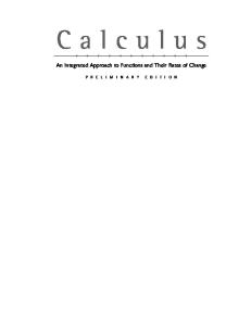 Calculus: An Integrated Approach to Functions and their Rates of Change, Preliminary Edition