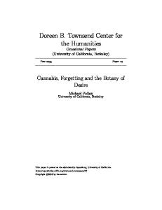 Cannabis, Forgetting, and the Botany of Desire