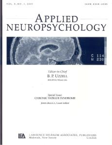 Chronic Fatigue Syndrome: A Special Issue of applied Neuropsychology