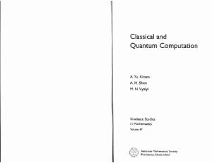 Classical and Quantum Computation (Graduate Studies in Mathematics)