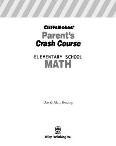 CliffsNotes Parent's Crash Course Elementary School Math (Cliffsnotes)