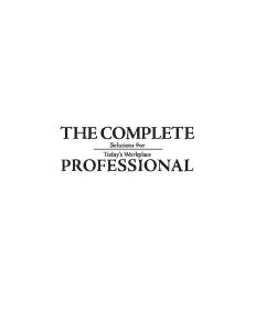 Complete Professional: Solutions for the Today's Workplace