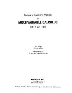 Complete Solutions Manual - Multivariable Calculus, 5th edition