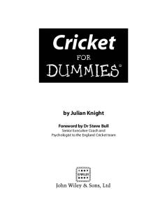 Cricket For Dummies (For Dummies (Lifestyles Paperback))