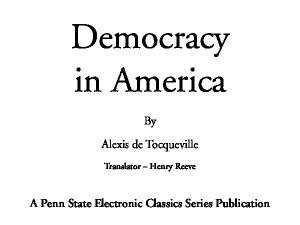 Democracy In America Volume 1
