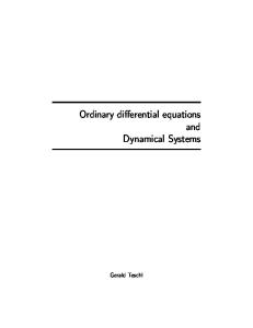 Differential Equation - Ordinary Differential Equations