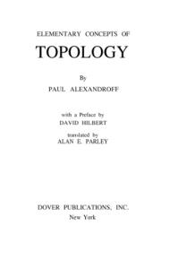Elementary Concepts In Topology