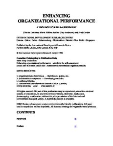 Enhancing Organizational Performance: A Toolbox for Self-Assessment