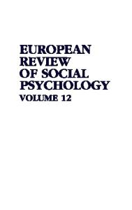 European Review of Social Psychology (Volume 12)