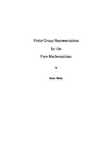 Finite group representations for the pure mathematician