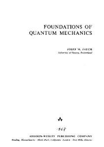 Foundations of quantum mechanics