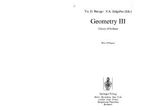 Geometry III: Theory of Surfaces (Encyclopaedia of Mathematical Sciences)