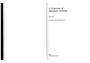 Grammar of Mandarin Chinese