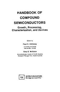 Handbook of Compound Semiconductors: Growth, Processing, Characterization, and Device