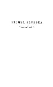 Higher Algebra (2 Volumes)