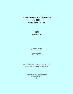Humanities doctorates in the United States: 1991 Profile