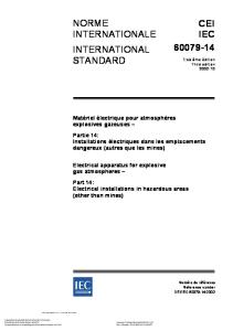 IEC 60079-14 Electrical apparatus for explosive gas atmospheres - Electrical installations in hazardous areas