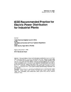 IEEE Std 141-1993, IEEE Recommended Practice for Electric Power Distribution for Industrial Plants