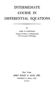 Intermediate Course in Differential Equations