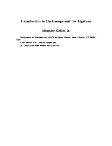 Introduction to Lie Groupsand Lie Algebras