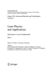 Laser physics and applications