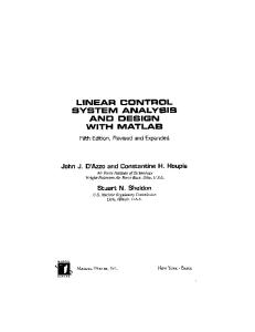 Linear Control System Analysis and Design