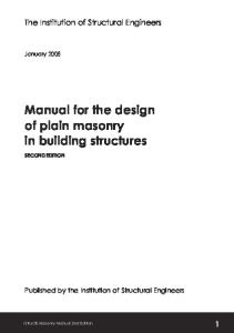 Manual for the Design of Plain Masonry in Building Structures