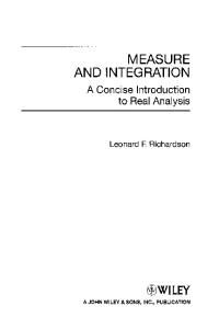 Measure and Integration: A Concise Introduction to Real Analysis