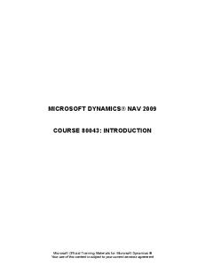 Microsoft Dynamics® NAV 2009 - Introduction