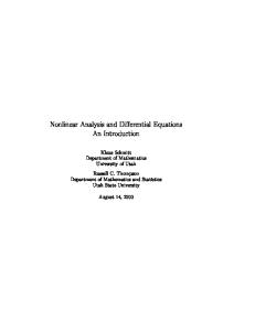 Nonlinear Analysis & Differential Equations, An Introduction