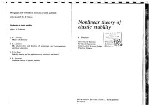 Nonlinear Theory of Elastic Stability (Mechanics of Elastic Stability)