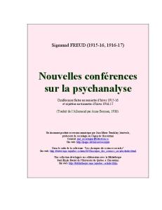 Nouvelles conferences sur la psychanalyse