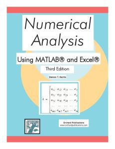 Numerical Analysis Using MATLAB and Excel (
