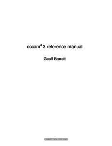 Occam 3 reference manual
