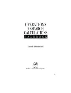 Operations Research Calculations Handbook