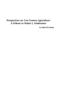 Perspectives on 21st Century Agriculture: A Tribute to Walter J. Armbruster