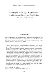 Philosophical Thought Experiments, Intuitions and Cognitive Equilibrium