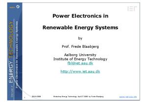 Power Electronics in Renewable Energy Systems (Presentation)